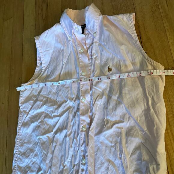 Ralph Lauren Sport XS Pink Sleeveless Button Down Collared Blouse Top Preppy - Picture 4 of 12
